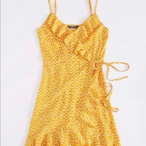 SHEIN Yellow Wrap Dress